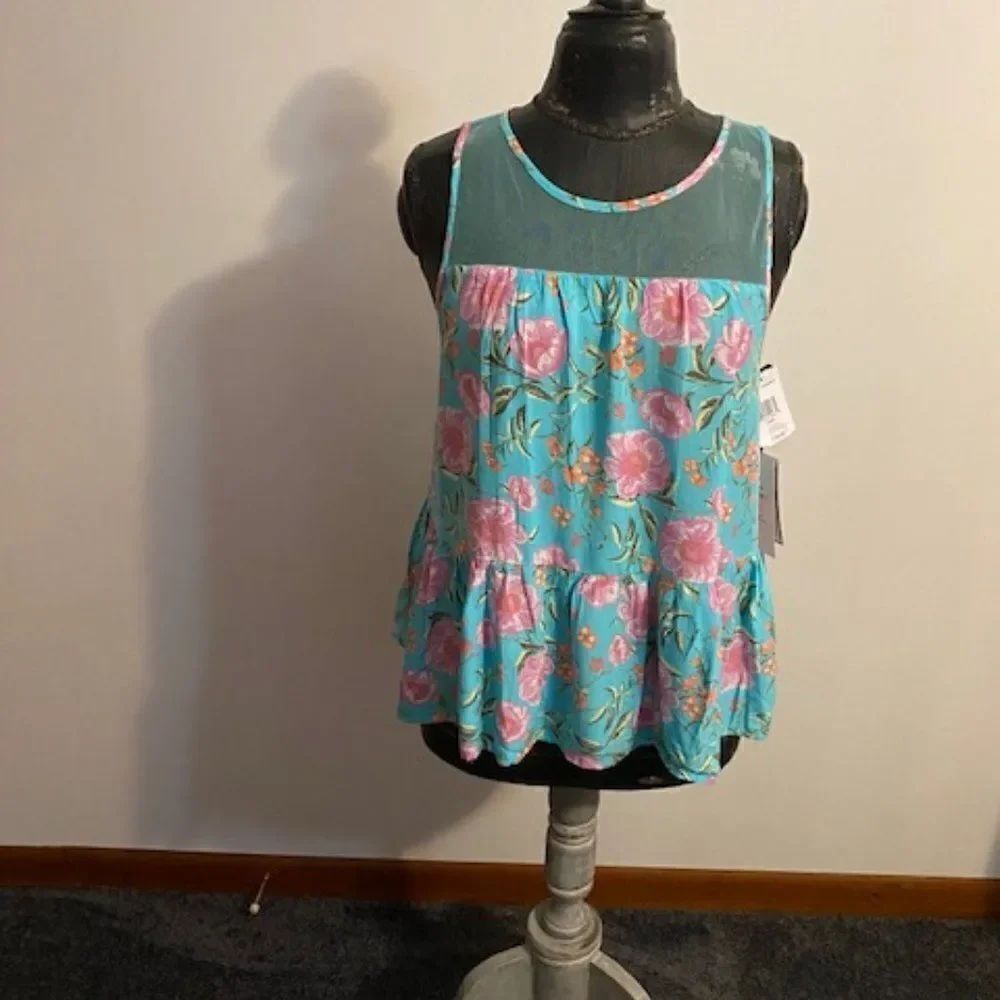 Ob-sess Aqua/multi color top , size PXXL